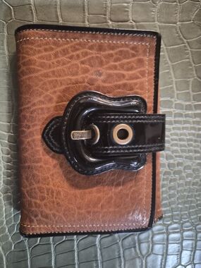 Fendi Brown Leather Wallet with Black Patent Buckle
